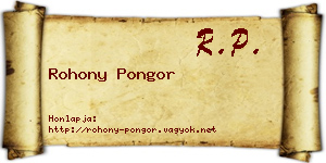 Rohony Pongor névjegykártya